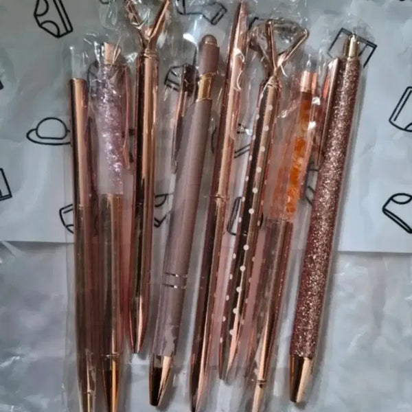 [BUNJANG] Rose Gold Diamond Cubic Ballpoint Pen Set / 로즈골드 펜 세트 다이아몬드 큐빅 볼펜