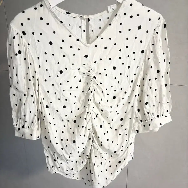 [BUNJANG] Dot Shirring Blouse / 도트 셔링 블라우스