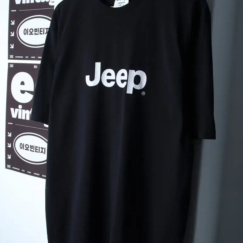 [BUNJANG] Jeep Big Logo T-Shirt Black / (M-L) 지프 반팔 티셔츠 새상품 빅로고 블랙 폴리-7EC1