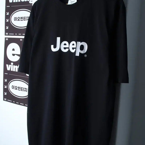 [BUNJANG] Jeep Big Logo T-Shirt Black / (M-L) 지프 반팔 티셔츠 새상품 빅로고 블랙 폴리-7EC1