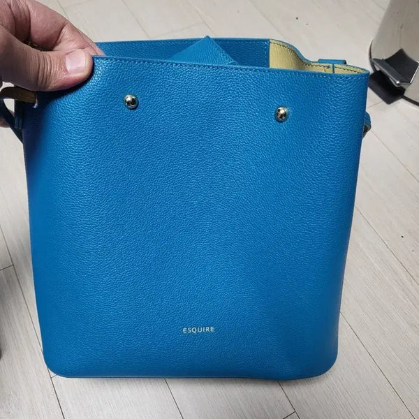 [BUNJANG] Esquire Leather Bucket Bag Blue / 에스콰이어 소가죽 여성 버킷백 블루 상태매우좋음
