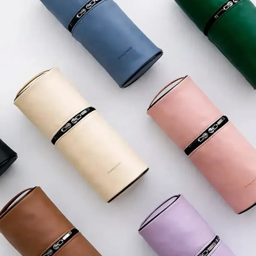 [BUNJANG] Funnymade Large Capacity Leather Standing Pen Case Pouch - Vanilla Cream / [새상품] Funnymade 대용량 가죽 스탠딩 필통 펜케이스 파우치