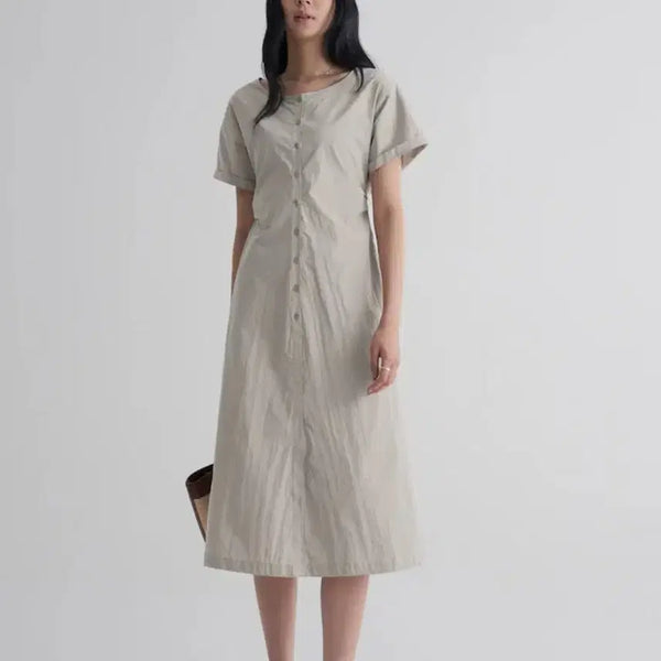 [BUNJANG] 8 Seconds Long Dress Beige Button Detail / (새상품)에잇세컨즈 롱 원피스