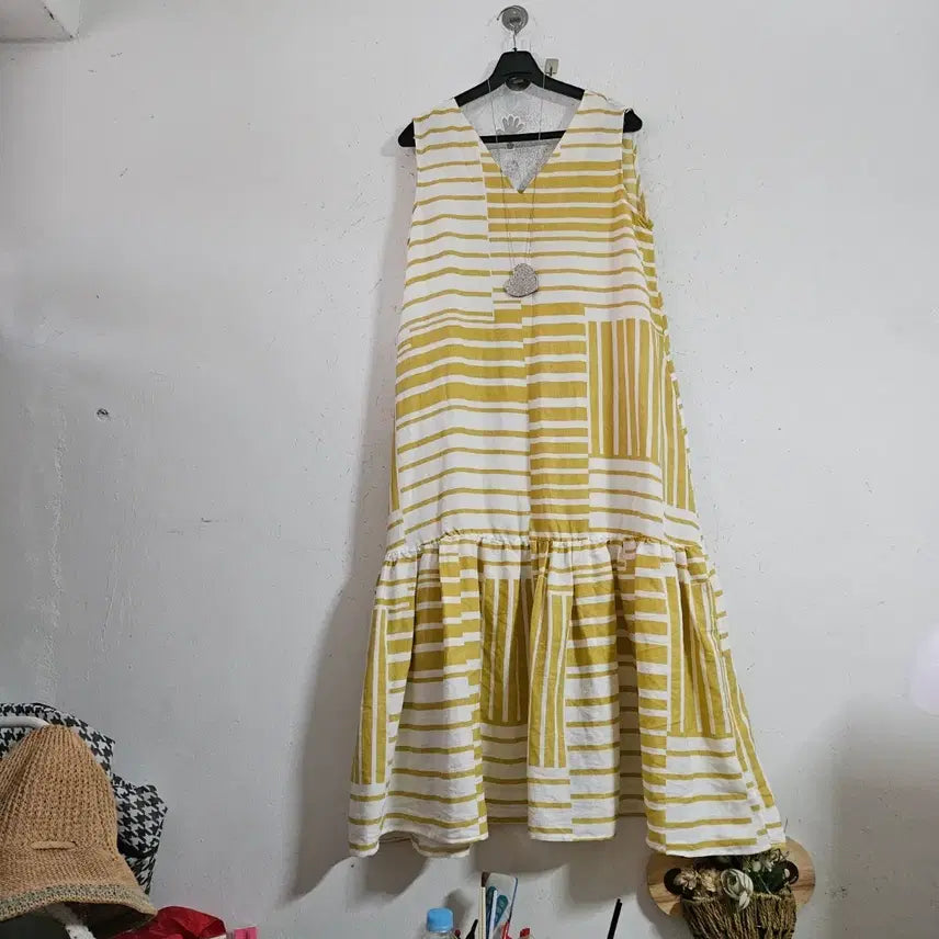[BUNJANG] Mint Scarf Dress Yellow / 민트 스카프 원피스 옐로우