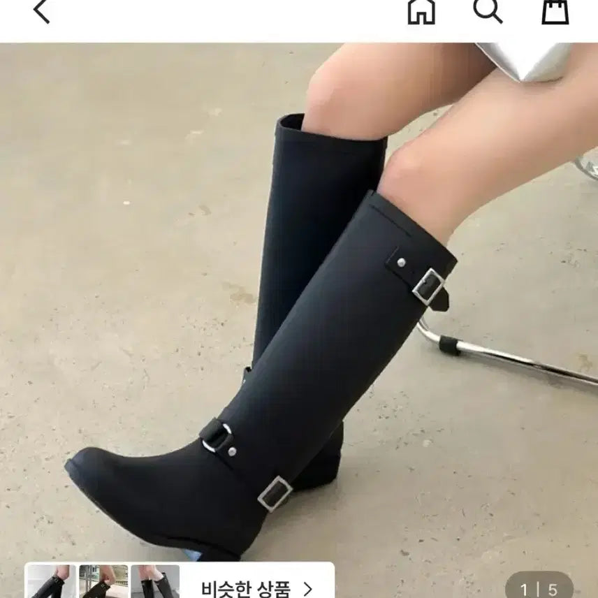 [BUNJANG] Two-Buckle Long Rain Boots / 투버클 롱 레인부츠
