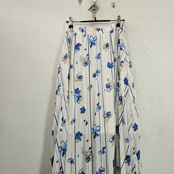 [BUNJANG] 8 Seconds Floral Stripe Long Skirt / 에잇 세컨즈롱 스커트 흰색 꽃무늬 줄무늬