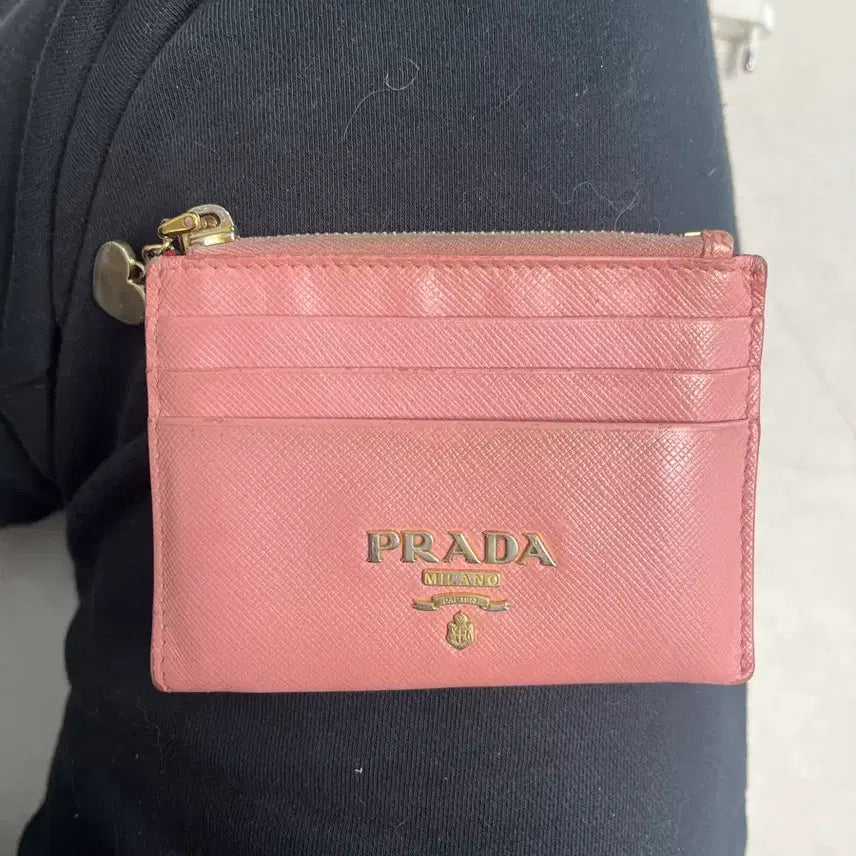 [BUNJANG] Prada Saffiano Leather Card Holder Pink / 프라다 카드 지갑 핑크