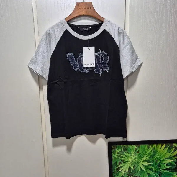 [BUNJANG] VAN AKE Raglan Short Sleeve T-shirt Black Grey / (세일)(새상품)VAN AKE 반팔티 블랙 그레이