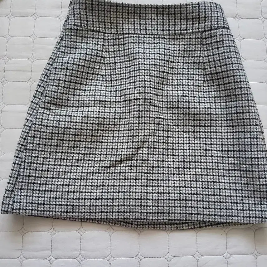 [BUNJANG] Grey Check Wool Skirt / 그레이 체크 모직 스커트