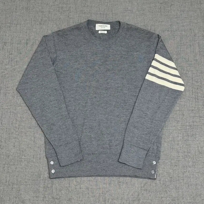 [BUNJANG] Thom Browne Fine Merino Wool Classic Striped Knit Grey / 톰브라운 파인 메리노 울 사선 클래식 니트 그레이