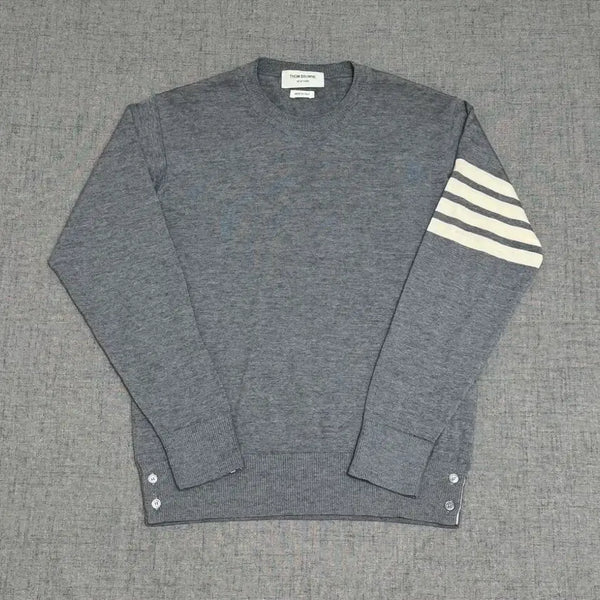 [BUNJANG] Thom Browne Fine Merino Wool Classic Striped Knit Grey / 톰브라운 파인 메리노 울 사선 클래식 니트 그레이