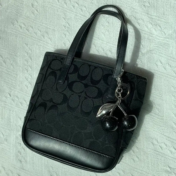 [BUNJANG] Coach Signature All Black Mini Tote Bag / Coach 시그니처 올블랙 미니 토트백