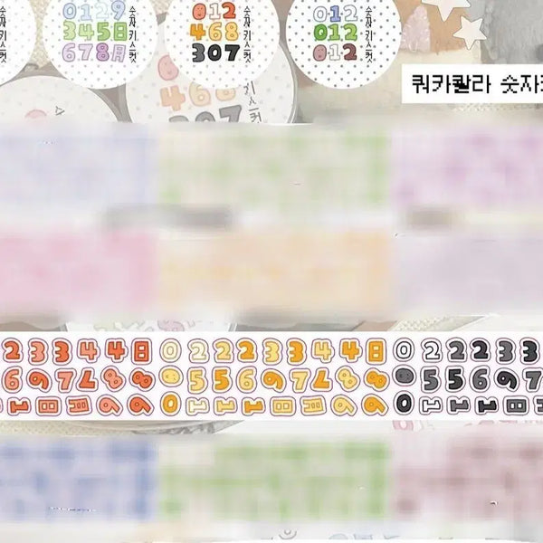 [BUNJANG] Quokka Qualla Number Kiss Cut Sticker (50cm Increments) / [쿼카콸라] 숫자 키스컷 소분