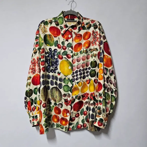 [BUNJANG] Gucci Tom Ford Collaboration 90s Fruit Pattern Silk Shirt / (최종가격/급처)구찌 톰포드 콜라보 90s 과일패턴 실크 셔츠