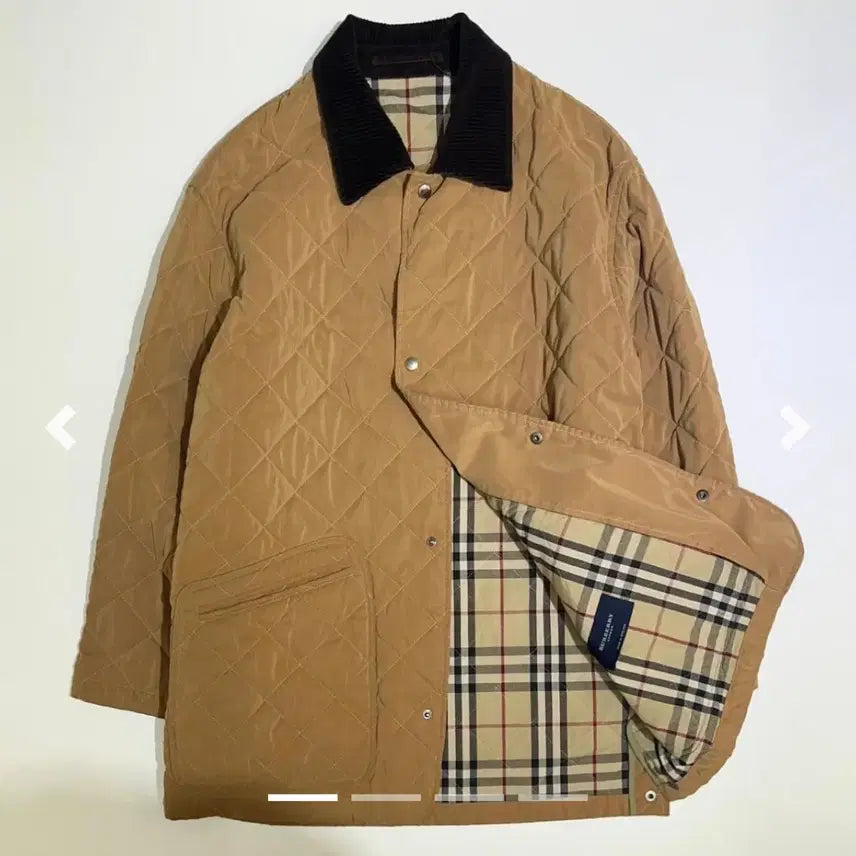 [BUNJANG] Burberry Beige Corduroy Collar Quilted Jacket L / BURBERRY 버버리 브라운 코로듀이 카라 베이지 퀄팅 자켓 L