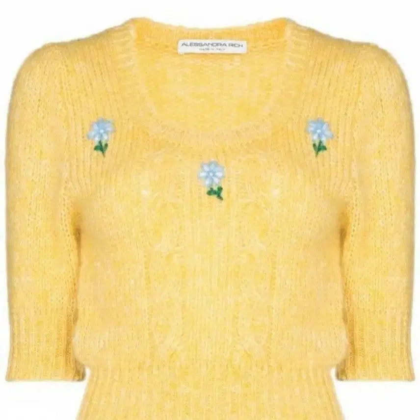 [BUNJANG] Alexandra Rich Flower Embroidered Cropped Knit / 알렉산드라 리치 플라워 크롭 니트