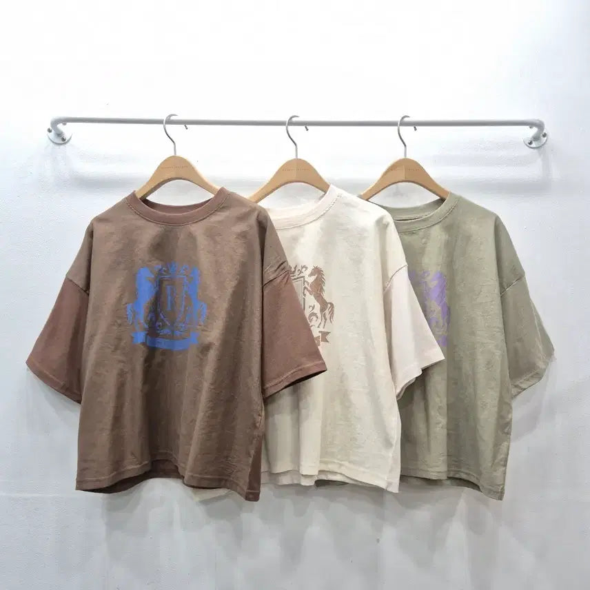 [BUNJANG] Horse Linen Round Neck T-Shirt / 홀스 린넨 라운드 면 티