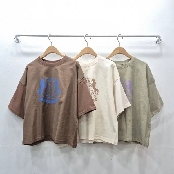 [BUNJANG] Horse Linen Round Neck T-Shirt / 홀스 린넨 라운드 면 티