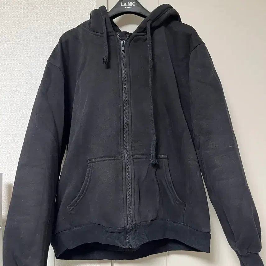 [BUNJANG] Black Zip-Up Hoodie / 블랙 후드집업