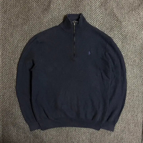 [BUNJANG] Polo Ralph Lauren Pima Cotton Half Zip Knit Sweater Navy / L 폴로 피마코튼 하프 집업 니트 스웨터 네이비