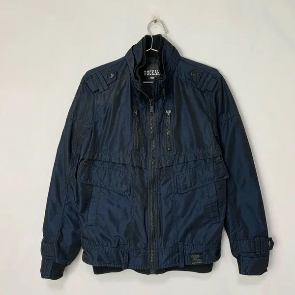[BUNJANG] Buckaroo Vintage High-Neck Cargo Bomber Jacket Blue-Black / 버커루 Buckaroo 빈티지 하이넥 카고 봄버 자켓 블루블랙 100 L