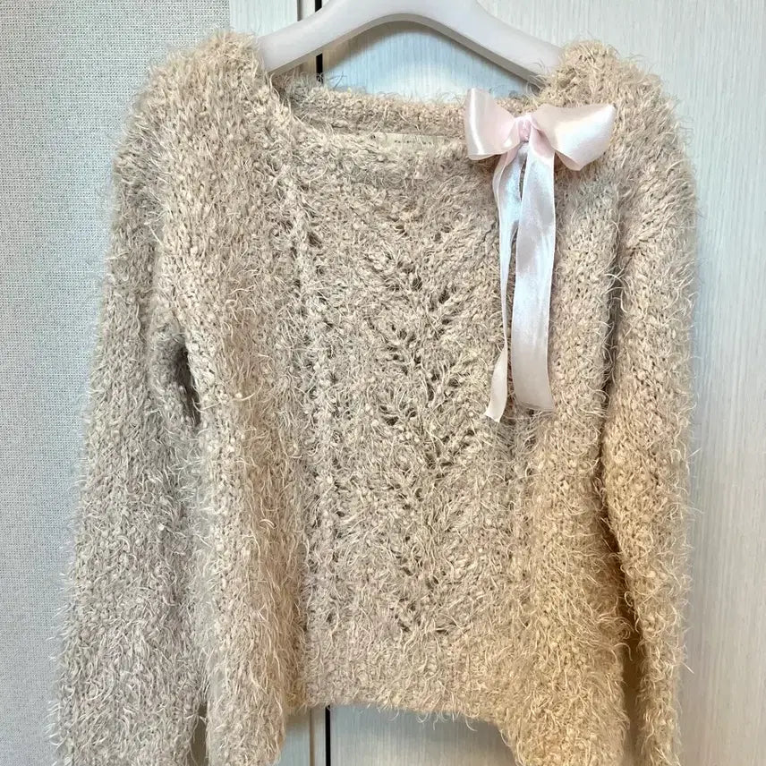 [BUNJANG] Vintage Majestic Regon Lovely Ribbon Knit T-shirt / 빈티지 마제스틱레곤 러블리 리본 니트티