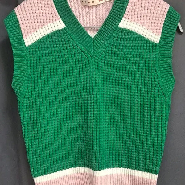 [BUNJANG] Marni x Uniqlo Knit Vest Green Pink / 마르니x유니클로 니트 베스트 그린 핑크
