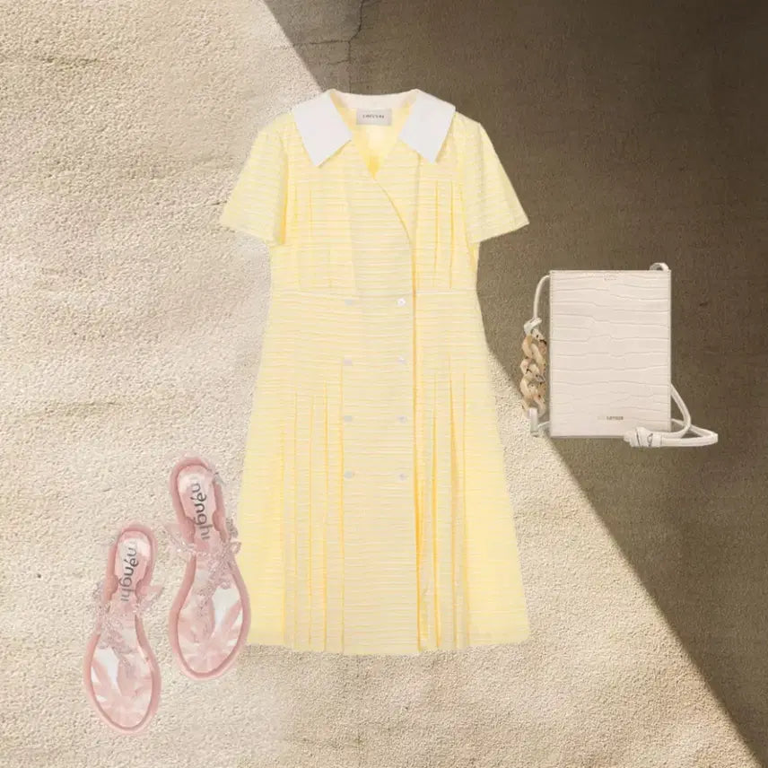 [BUNJANG] L'EQUIPE COLLAR Point Check Long Dress / (새상품)루에브르 Collar Point Check Long Dress