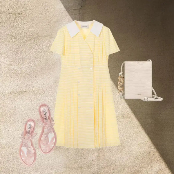 [BUNJANG] L'EQUIPE COLLAR Point Check Long Dress / (새상품)루에브르 Collar Point Check Long Dress