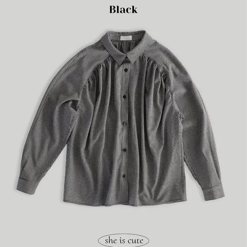 [BUNJANG] She's Cute Check Jain Shirt Black / 쉬이즈큐트 체크제인셔츠 블랙컬러