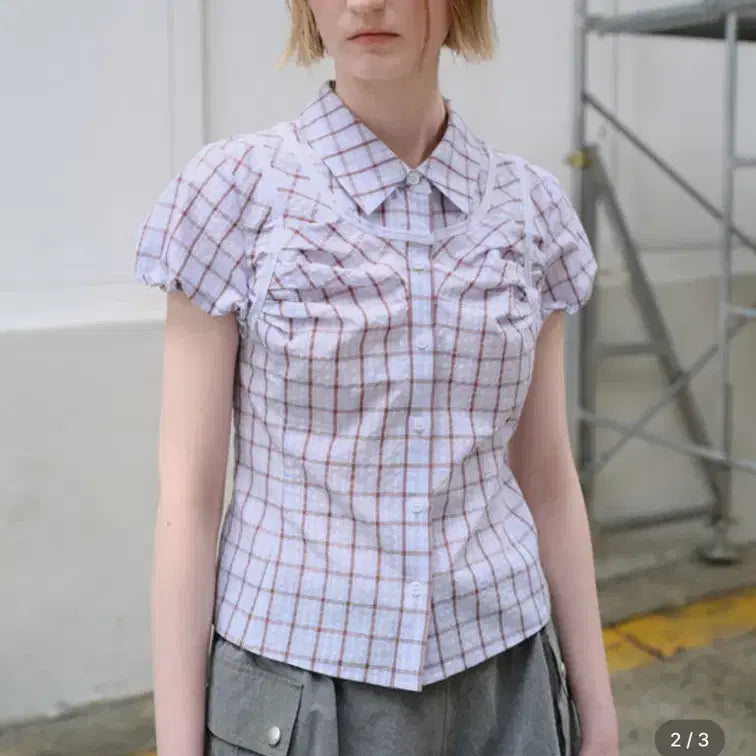 [BUNJANG] RAVE Short Sleeve Blouse (Size 1) / 레이브 반팔 블라우스(1사이즈)