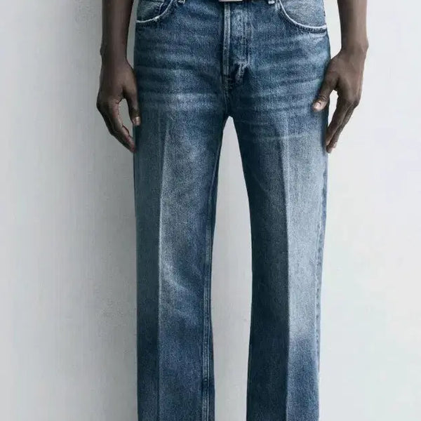 [BUNJANG] ZARA Straight Leg Jeans with Vertical Wash (Size 32) / 자라/32사이즈/세로줄 워싱이 멋진 청바지