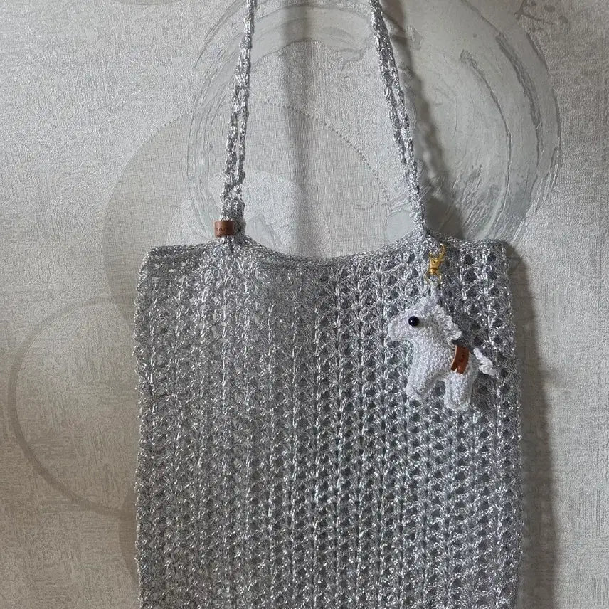 [BUNJANG] Metal Silver Net Shoulder Bag / 메탈 실버 그물 숄더백