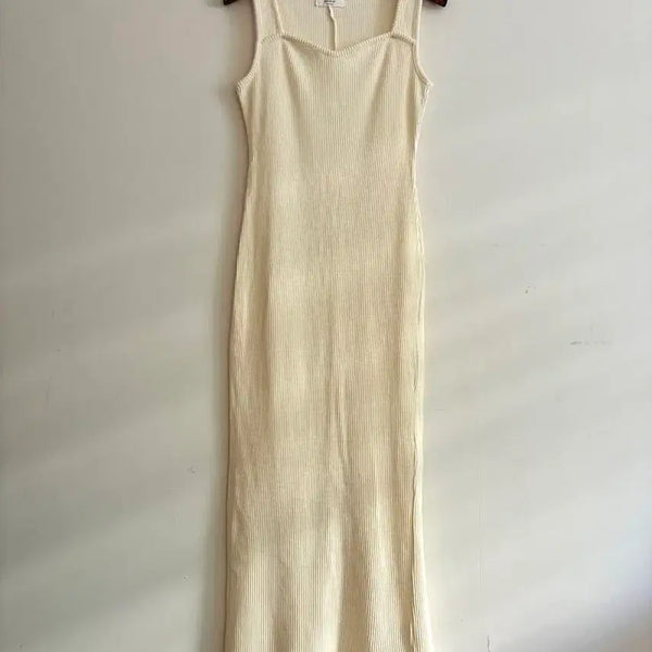 [BUNJANG] Square Neck Ribbed Long Dress / 스퀘어넥 골지 롱원피스