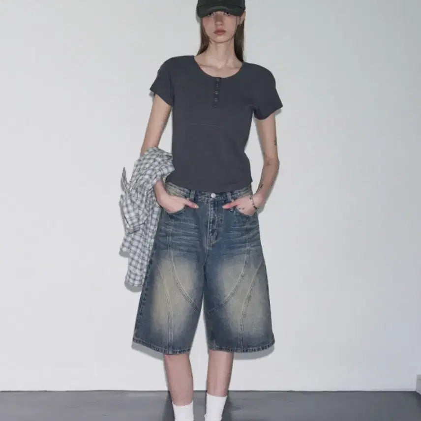 [BUNJANG] Leatherry Bermuda Pants Sand Blue (S) / 레더리 버뮤다 팬츠 (새상품)