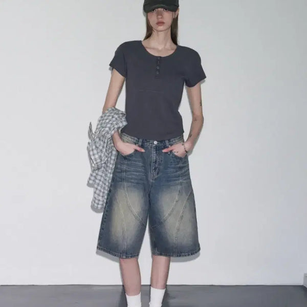 [BUNJANG] Leatherry Bermuda Pants Sand Blue (S) / 레더리 버뮤다 팬츠 (새상품)