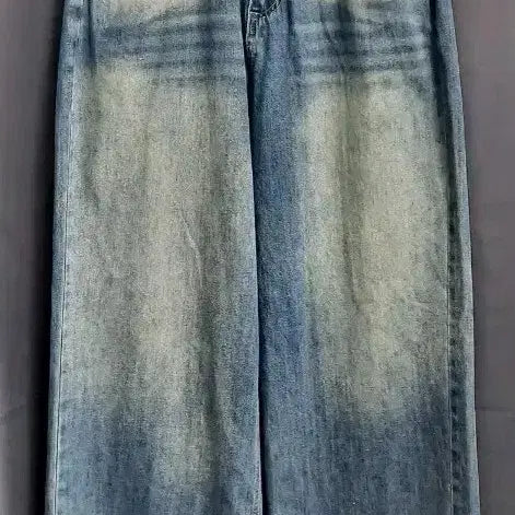 [BUNJANG] Women's Washed Wide Leg Denim Pants / 여성 와이드 워싱 데님 팬츠