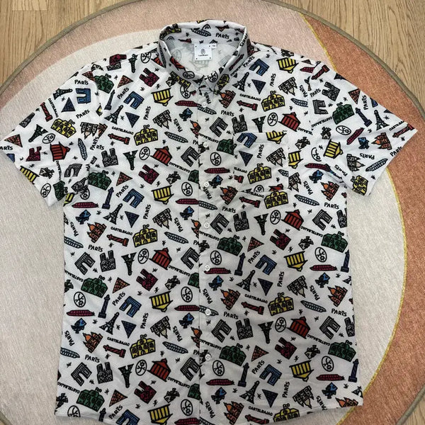 [BUNJANG] Castelbajac Men's Golf Short-Sleeve Shirt / 까스텔바작 남성 골프 반팔 남방 셔츠 105사이즈