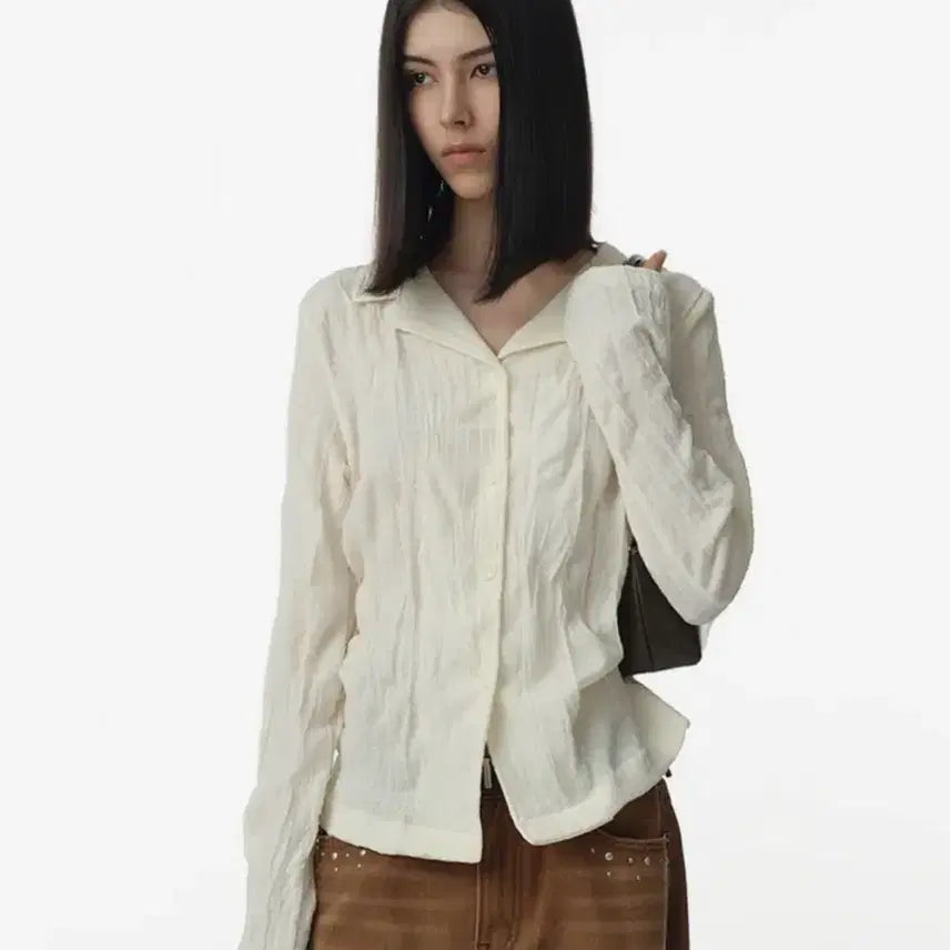[BUNJANG] Miloumon Wrinkle Jersey Shirt Karina / 밀로우먼 링클 져지 셔츠 카리나