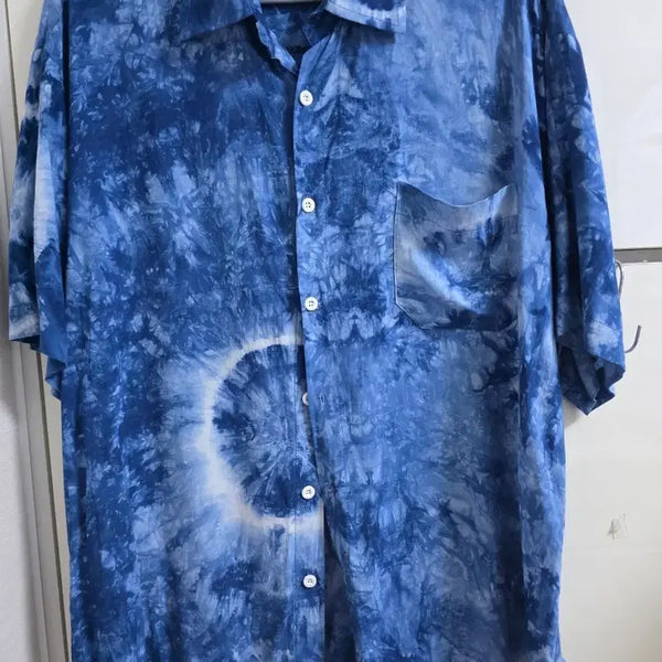 [BUNJANG] Tie-Dye Short Sleeve Shirt Blue / 타이다이 반팔 셔츠 블루