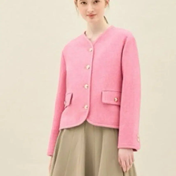 [BUNJANG] SjSj Round Neck Pink Jacket / SjSj 라운드넥 핑크 자켓