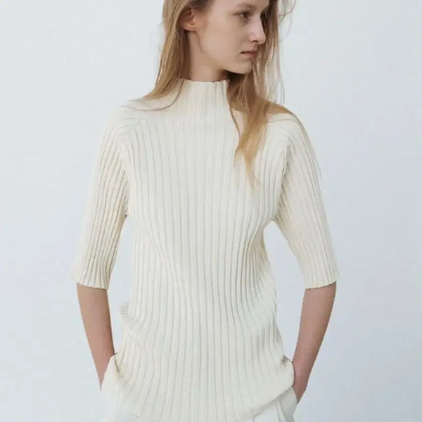 [BUNJANG] LE 17 SEPTEMBRE Ribbed Mockneck Half Ivory / le17septembre ribbed mockneck half ivory