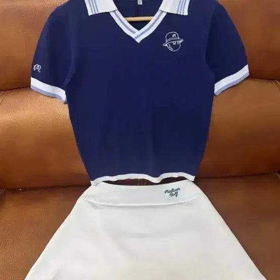 [BUNJANG] Malbon Golf Apparel Women's Short Sleeve Top & Skirt Set / Malbon 말본 골프웨어 여성 반팔/스커트 세트