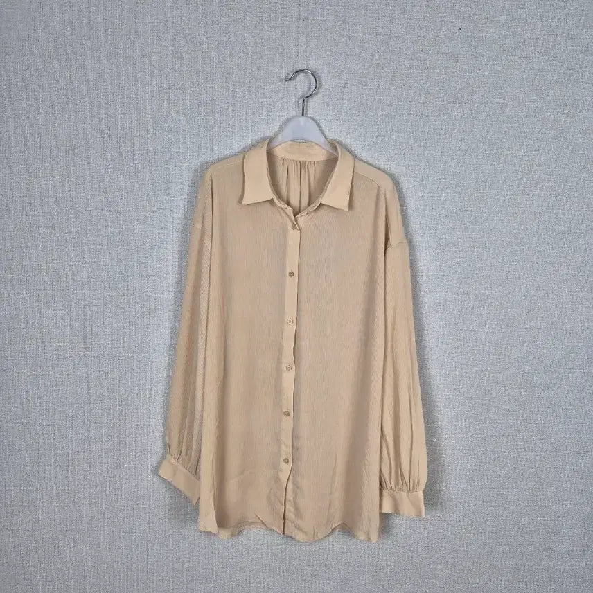 [BUNJANG] GU Beige See-Through Blouse XL / (#88,88반추천/XL/택없는새상품)빅사이즈 베이지 시스루 블라