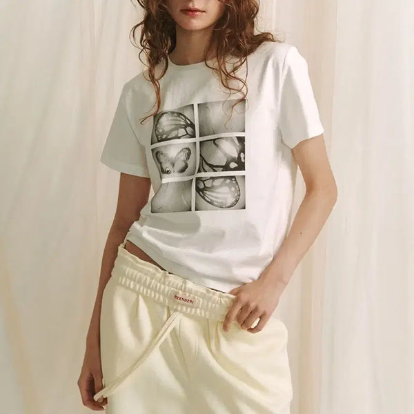[BUNJANG] Minderi Butterfly Film T-Shirt - White / 새상품) 민더리 BUTTERFLY FILM T-SHIRT - WHITE
