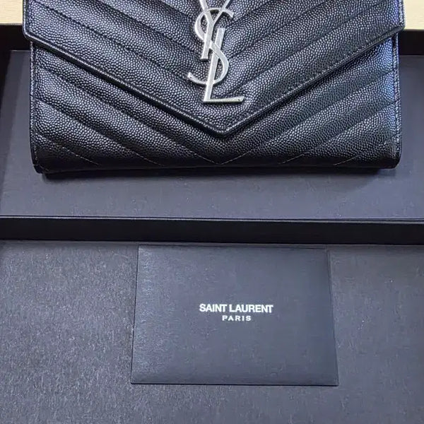 [BUNJANG] Saint Laurent Monogram Silver-tone Long Wallet / (새상품급) 입생로랑 모노그램 은장 장지갑