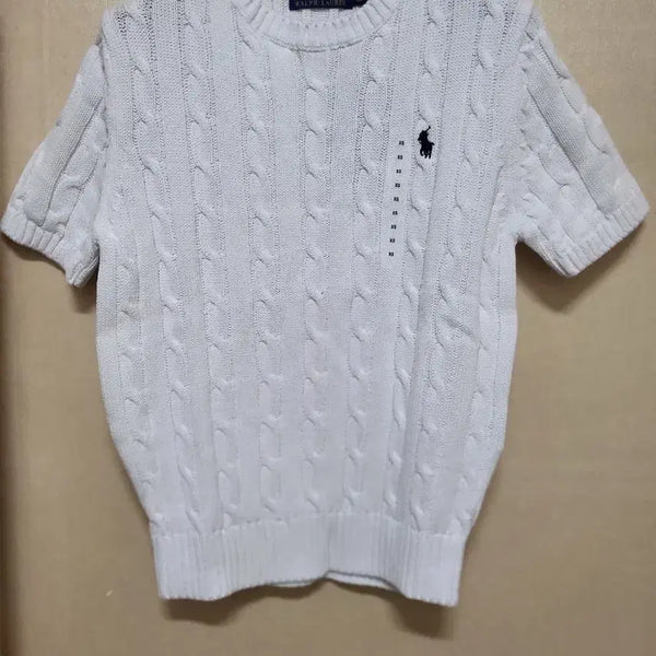 [BUNJANG] Polo Ralph Lauren Cable Knit Short Sleeve T-Shirt White XS / (새상품) 폴로 랄프로렌 케이블 니트 반팔 화이트 XS