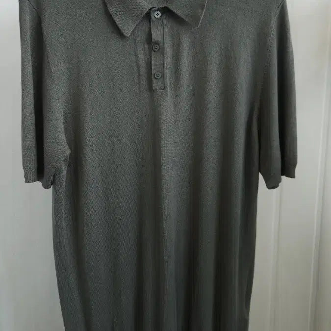 [BUNJANG] Ziozia Men's Knit Polo T-Shirt Khaki Size 105 / 지오송지오 남성 니트 폴로 티셔츠 카키 105