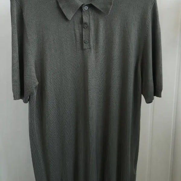 [BUNJANG] Ziozia Men's Knit Polo T-Shirt Khaki Size 105 / 지오송지오 남성 니트 폴로 티셔츠 카키 105