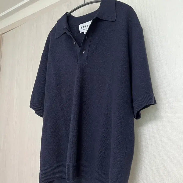 [BUNJANG] Solid Homme 25SS Knit Collar T-Shirt Dark Navy / (새상품)솔리드옴므 25ss 니트카라티 46